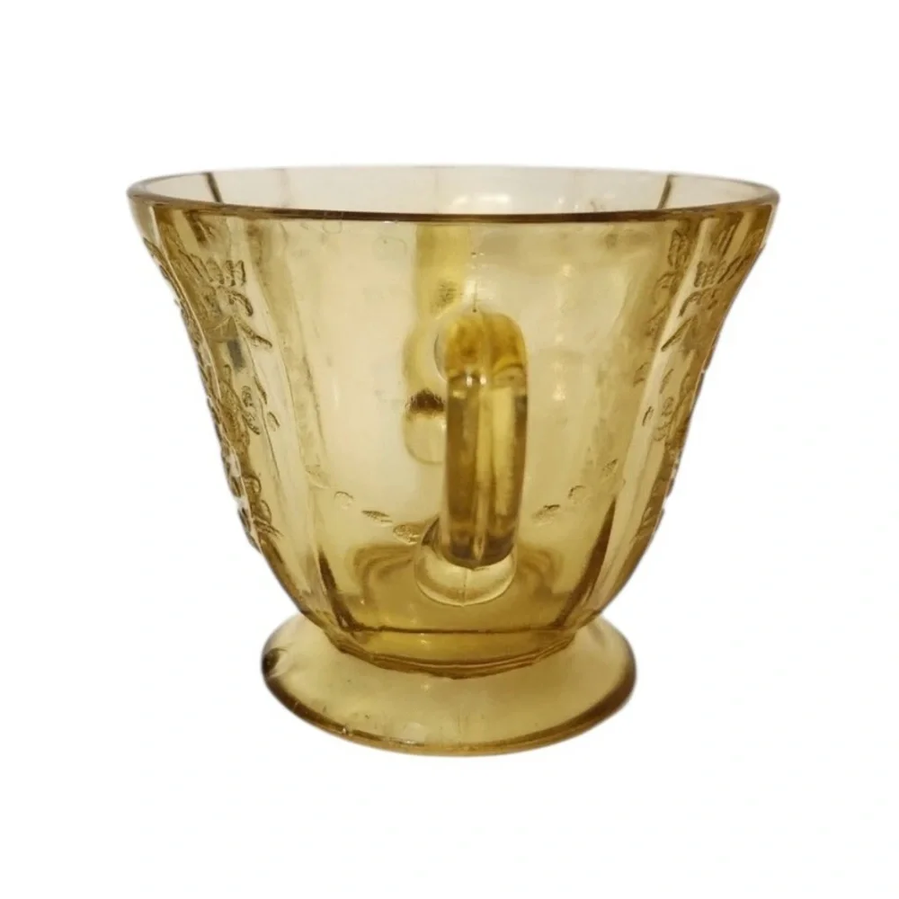 Federal Glass Madrid Amber Footed Sugar Bowl 3
